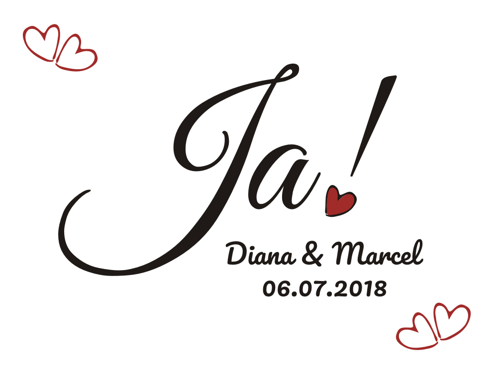 Persönliche Autofahne zur Hochzeit individuell mit Namen oder Text bedruckt 