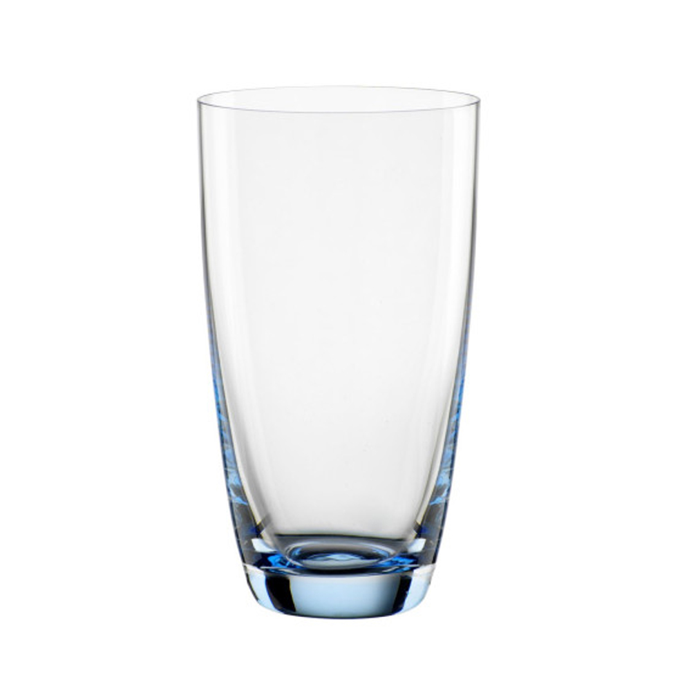 Farbiges Trinkglas, Saftglas, Longdrink Colori mit Logo graviert - blau 