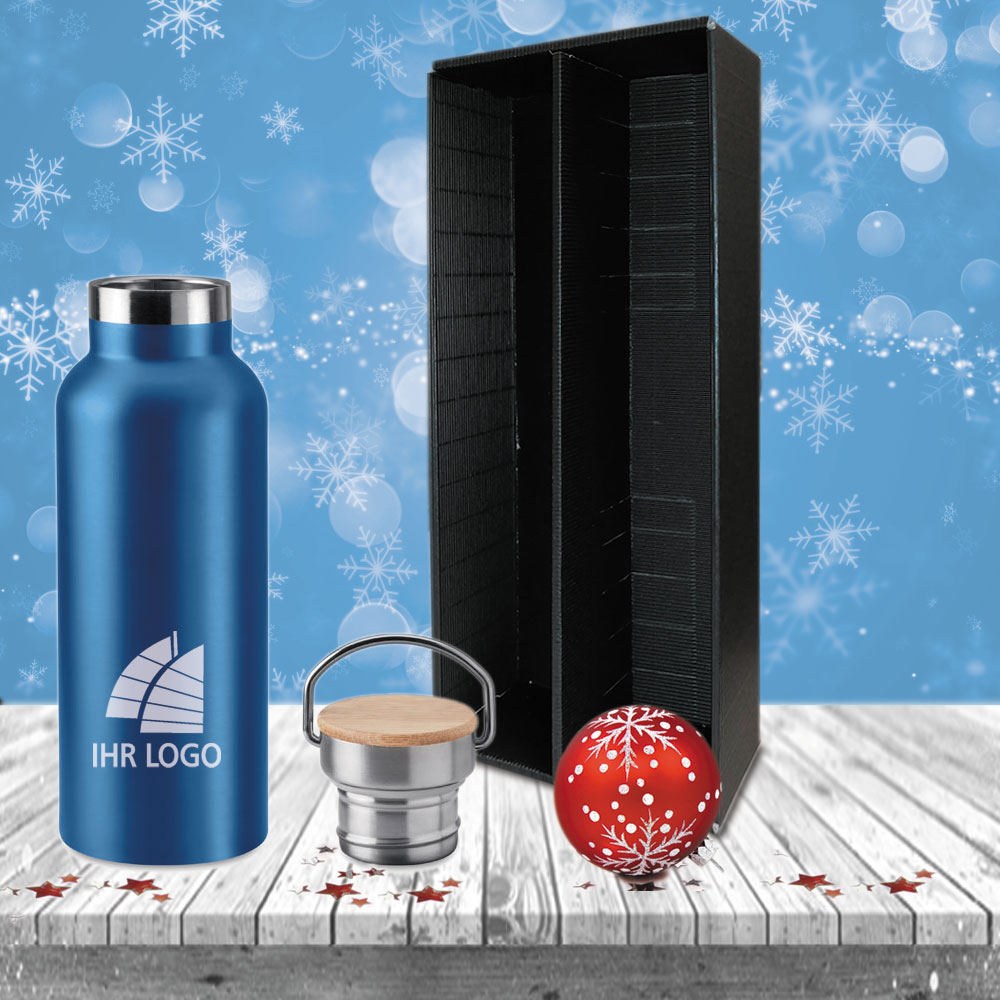 Glühwein-Geschenk-Set Isoflasche und Glühwein mit Ihrem Logo 