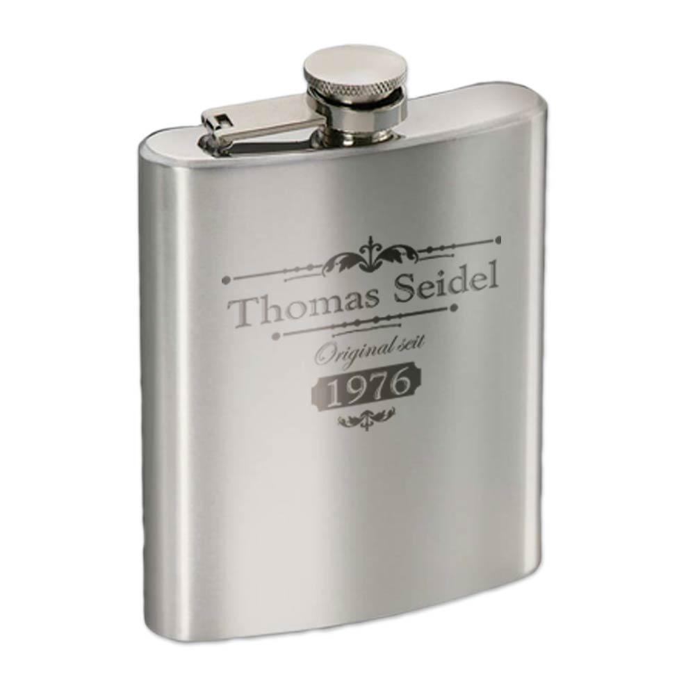 Jack Daniel's Whisky und Flachmann mit Gravur 