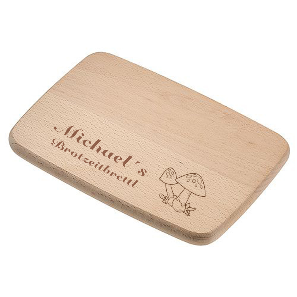 Frühstücksbrettchen Holz mit Motiv und Ihrem Namen 