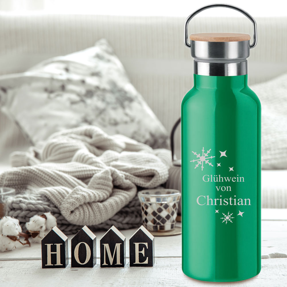 Isolierflasche 0,5 l in rot, blau oder grün für Tee oder Glühwein 