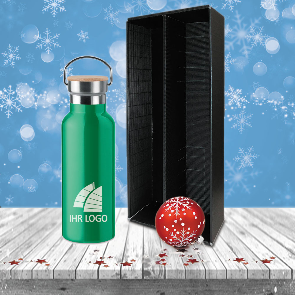 Glühwein-Geschenk-Set Isoflasche und Glühwein mit Ihrem Logo 