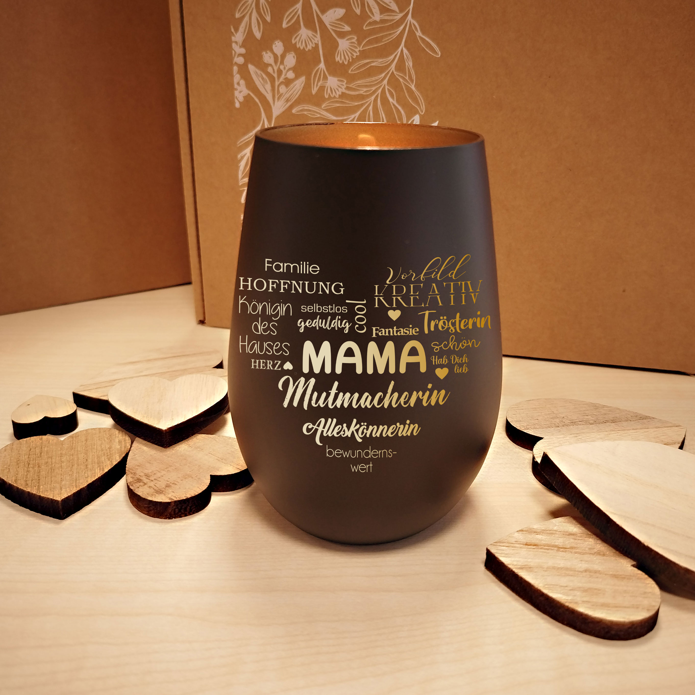 Edles graviertes Windlicht für deine Mama | Muttertag 