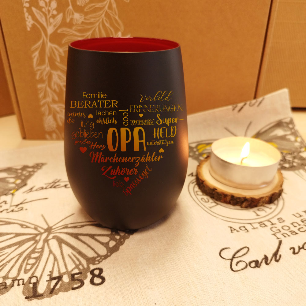Personalisiertes Geschenk für deinen Opa, graviertes Windlicht 