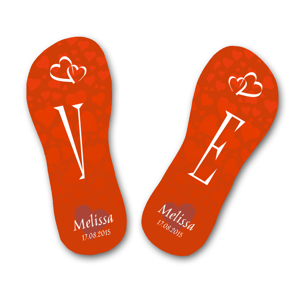 Flip Flops / Badelatschen für Paare zur Hochzeit oder Valentinstag 