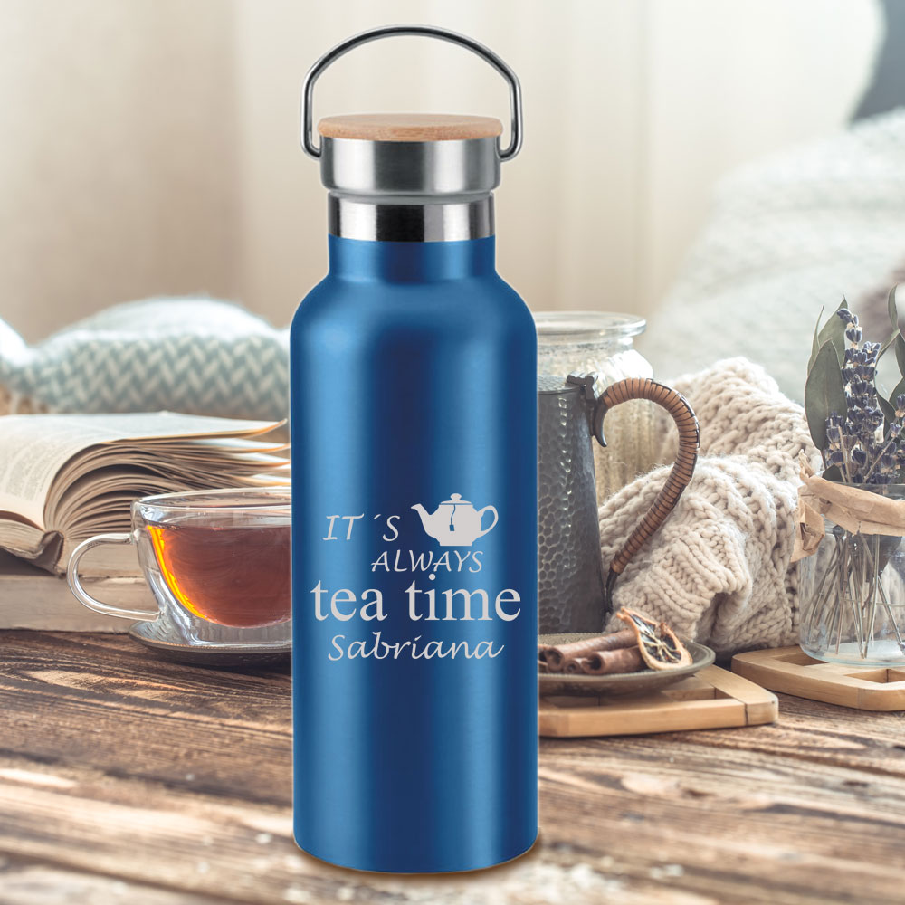 Individuell gravierte Isolierflasche 0,5 l in rot, blau oder grün 