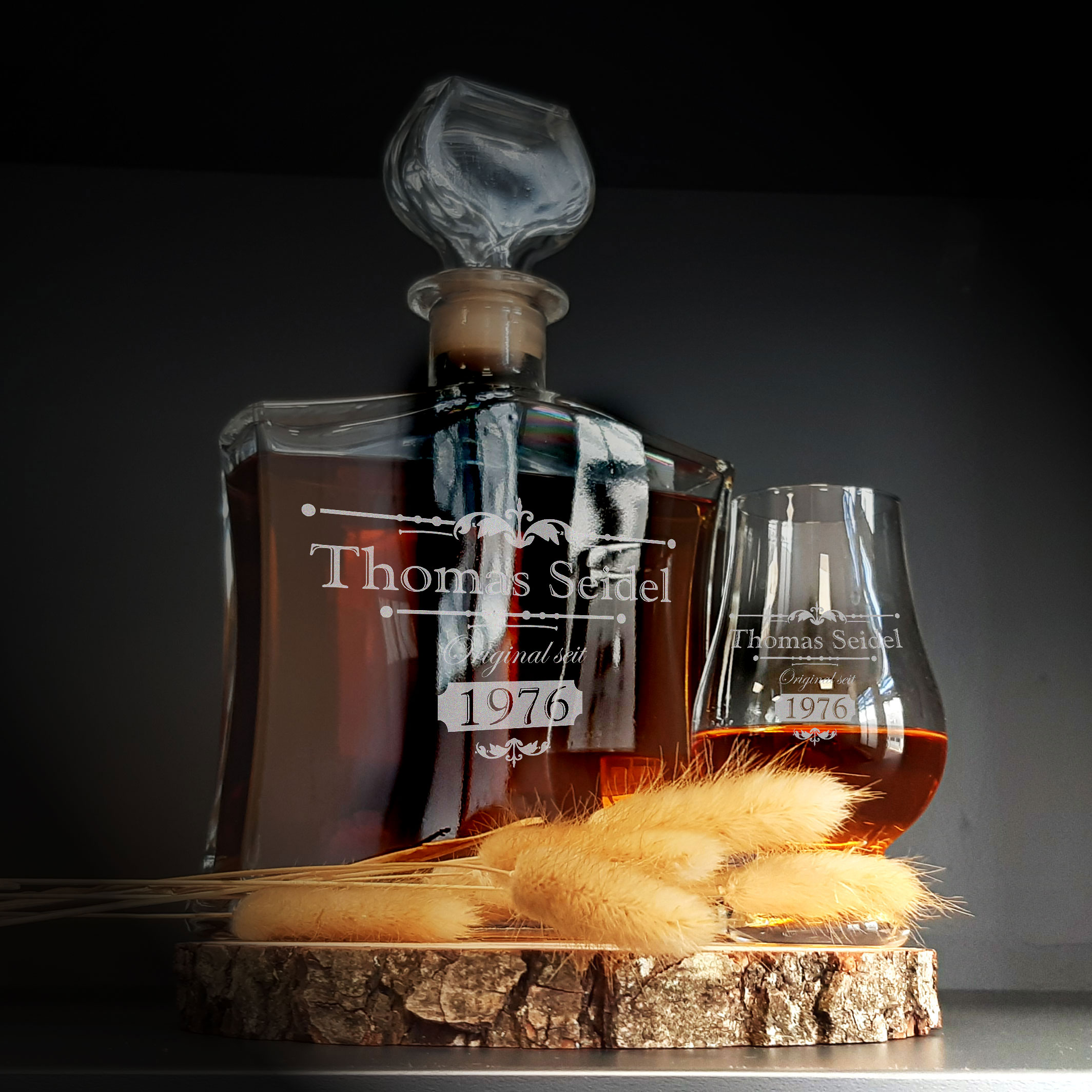 Whiskykaraffe und Glencairn ®  Glas mit Gravur als Geschenkset 
