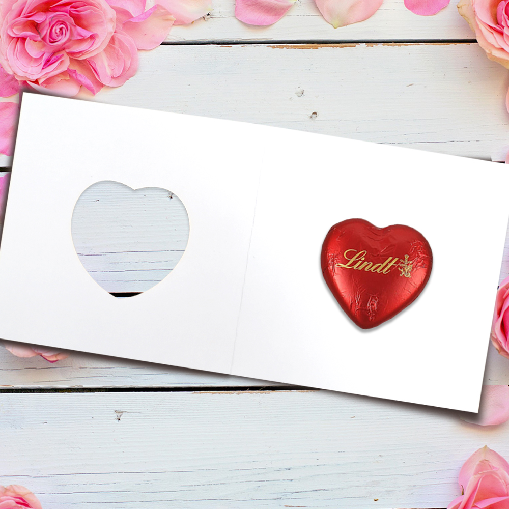 Glückwunschkarte mit Lindt Schoko-Herz 