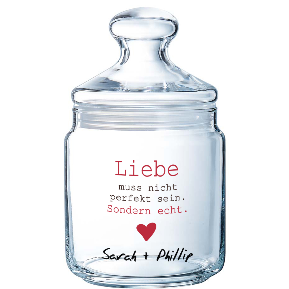 Keksglas /Bonbonglas Hochzeit mit Namen bedruckt 