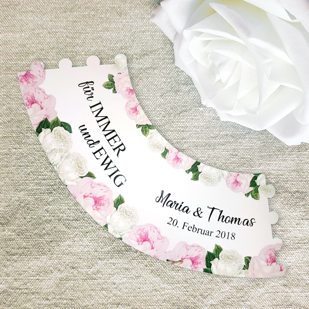 Romantischer Lampenschirm für Gläser mit Namen und Wunschtext bedruckt 