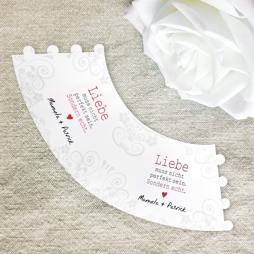 Hochzeitsdeko Lampenschirm für Gläser mit Wunschnamen bedruckt 