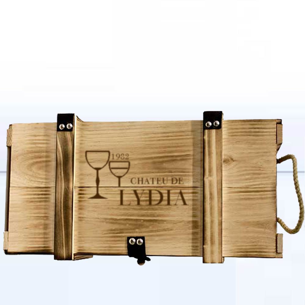 Holzkiste für Wein-Präsente geflammt 2er 