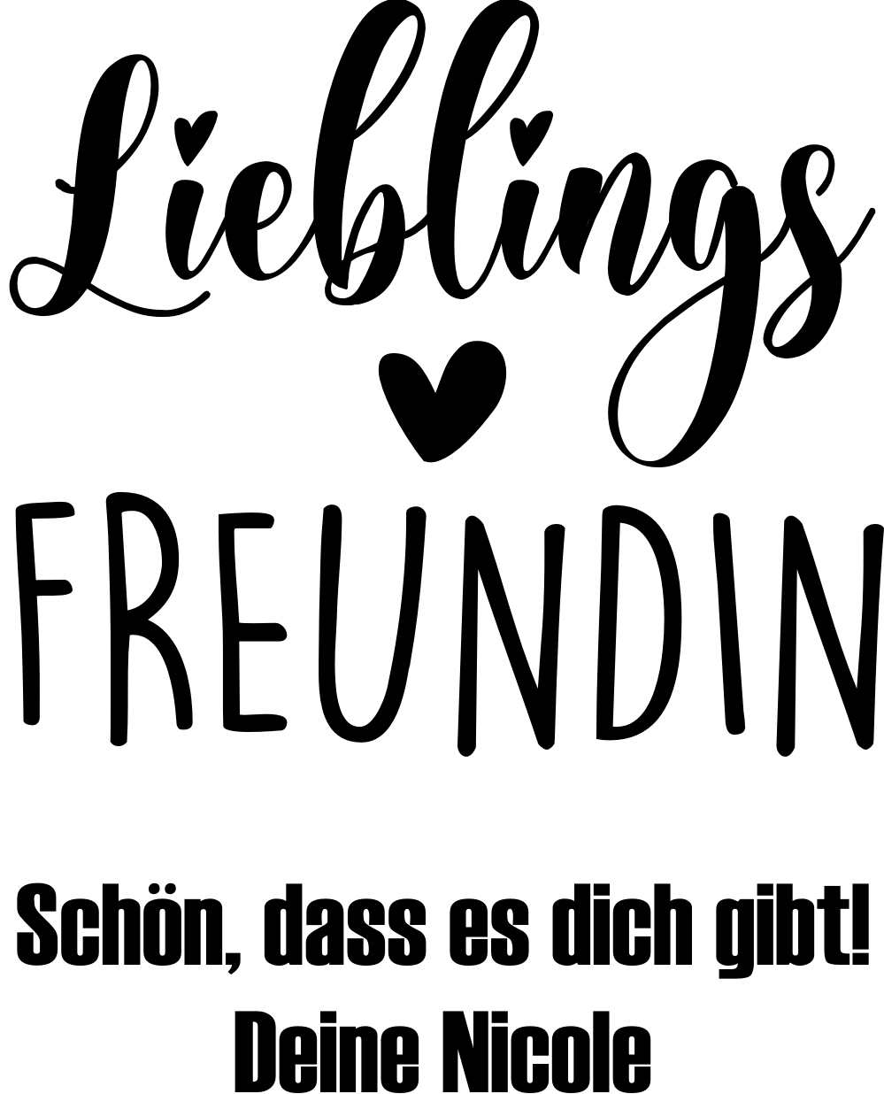 Geschenkset mit personalisierter Glitzerflasche und Glitzertasse für die Freundin 