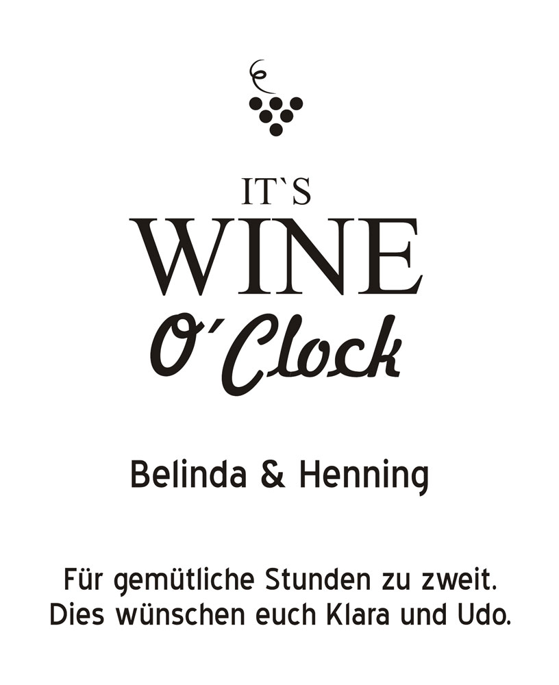 Rotweingläser in 2er Holzkiste WINE O CLOCK mit Namen graviert 