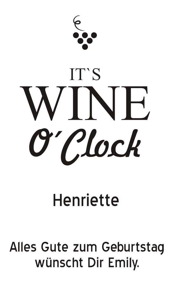 Edles Rotweinglas in gravierter Holzkiste IT'S WINE O'CLOCK 