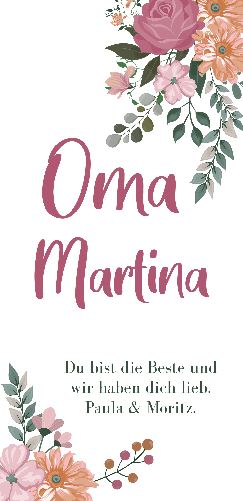 Personalisiertes Weißwein Geschenkset für Oma mit bedruckter Holzbox 