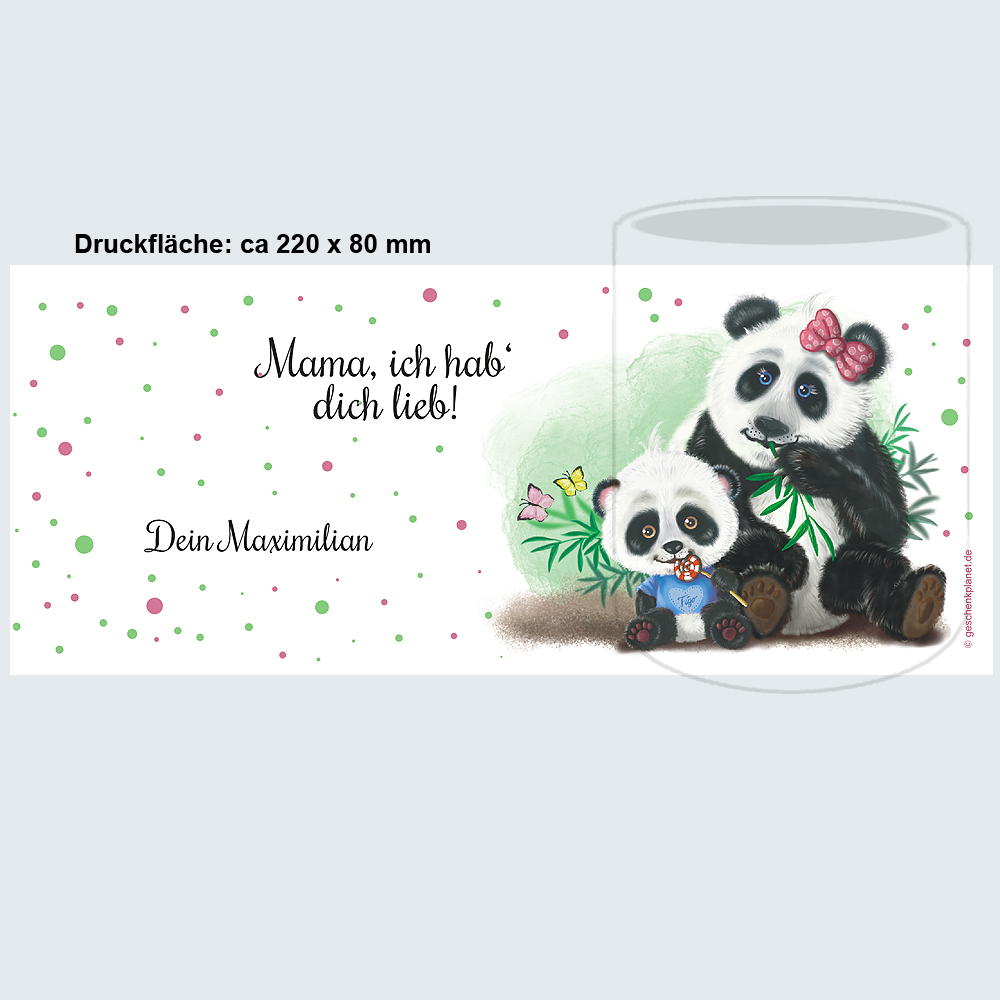 Panda Tasse für Mama / Oma mit Namen individuell bedruckt 