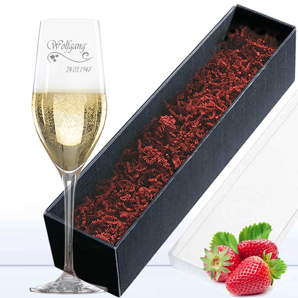 Sektglas mit Motiv in Geschenkverpackung 