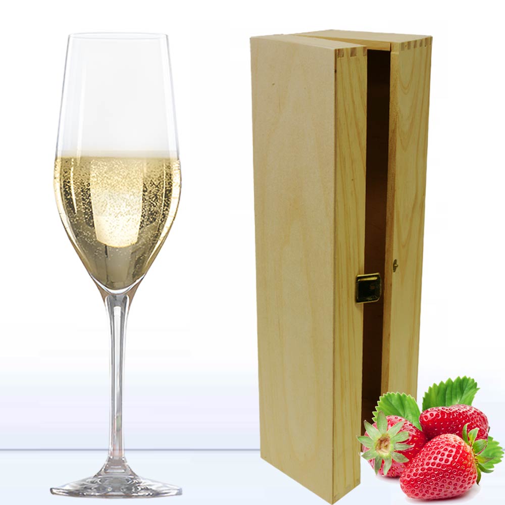 Gläser mit Gravur Sektglas in Holzkiste 