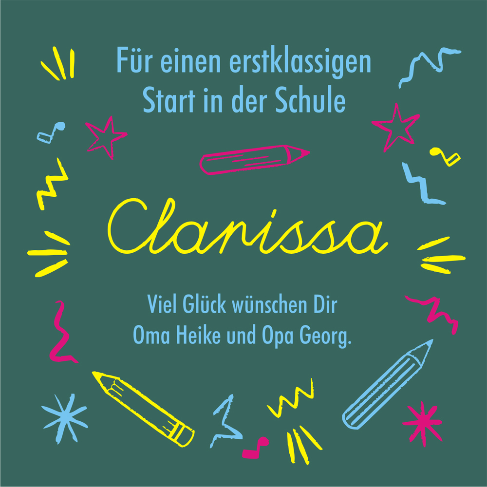 Bilderrahmen Spardose zur Einschulung individuell bedruckt 