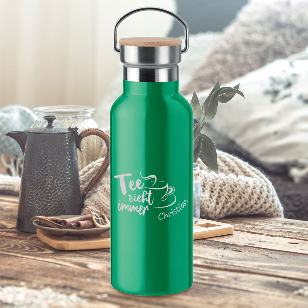 Isolierflasche 500 ml in 3 verschiedenen Farben erhältlich, mit persönlicher Wunschgravur 