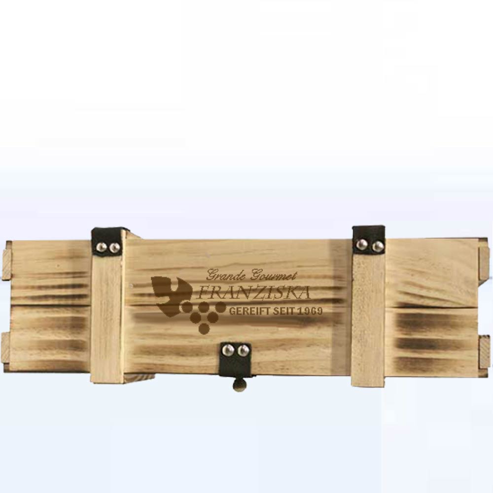 Holzkiste für Präsente geflammt 1er Wein-Motive