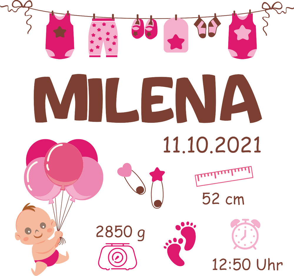 Bilderrahmen Spardose für Mädchen zur Geburt bedruckt 