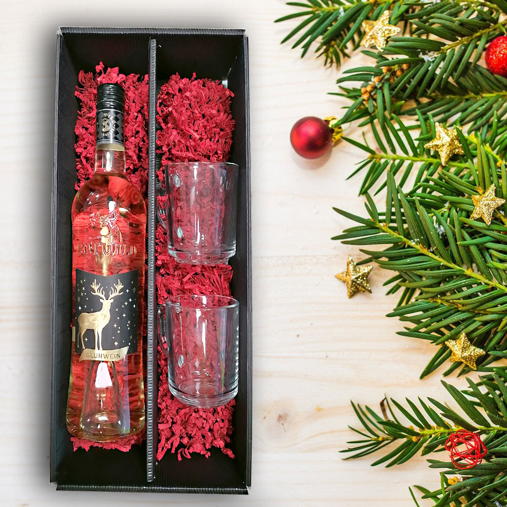 Schönes Glühwein-Set mit Namen als Weihnachtsgeschenk 