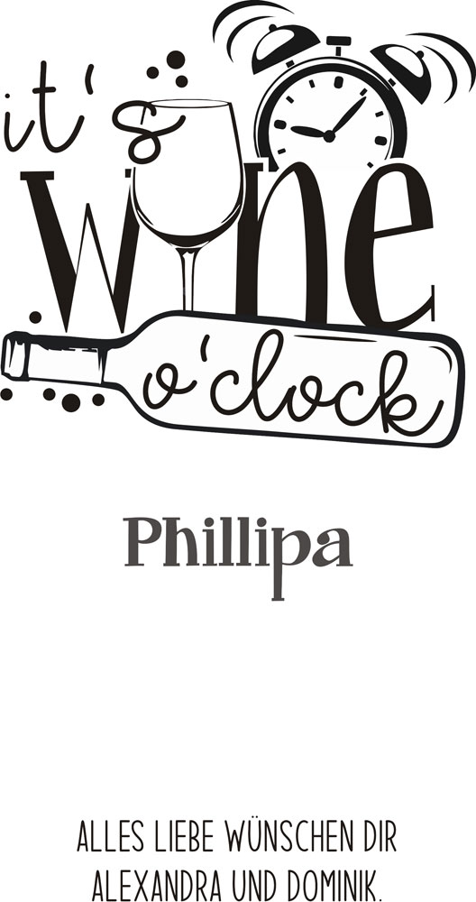 Edles Wein-Geschenk-Set "it's wine o'clock" individuell personalisiert 
