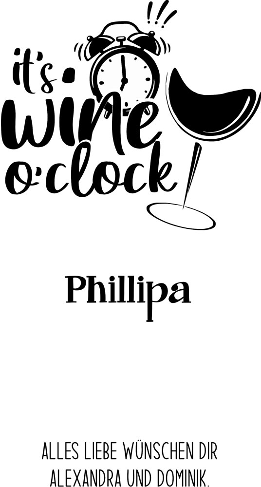 Persönliches Wein-Geschenk-Set "it's wine o'clock" individuell graviert 