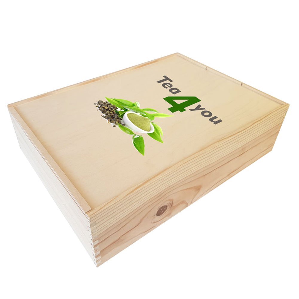 Holzkiste mit Schiebedeckel (3er) mit Ihrem Logo 