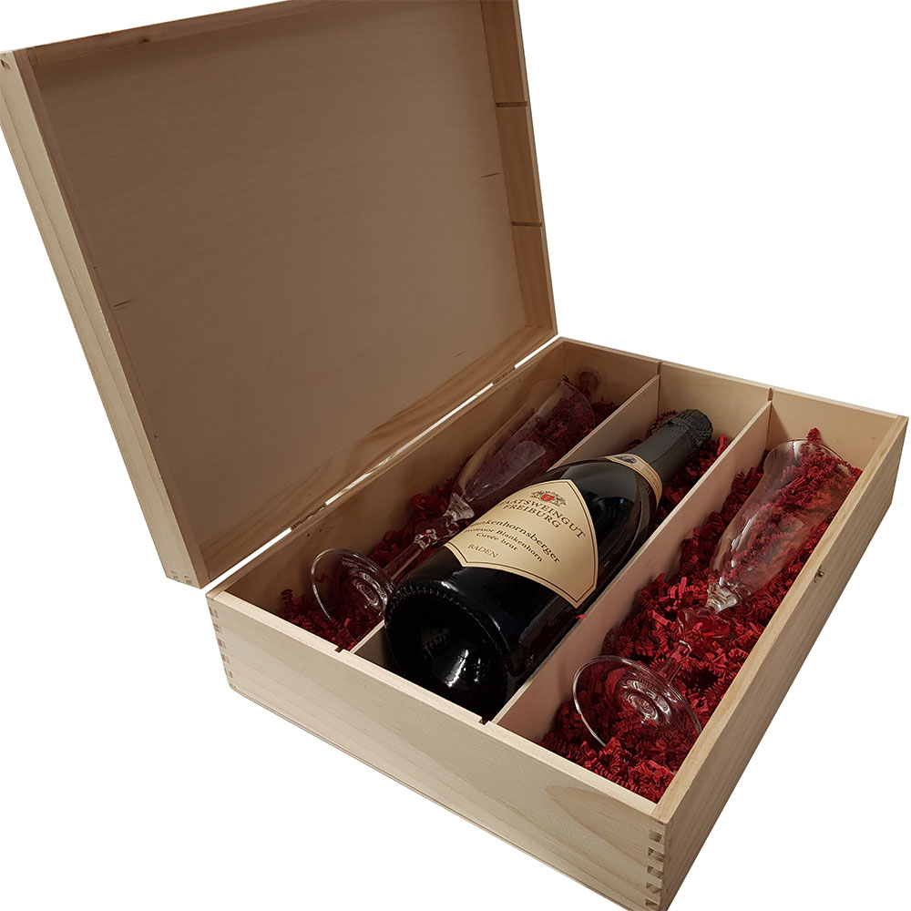 Sektgläser Liebe im Geschenkset mit 3er Holzkiste 