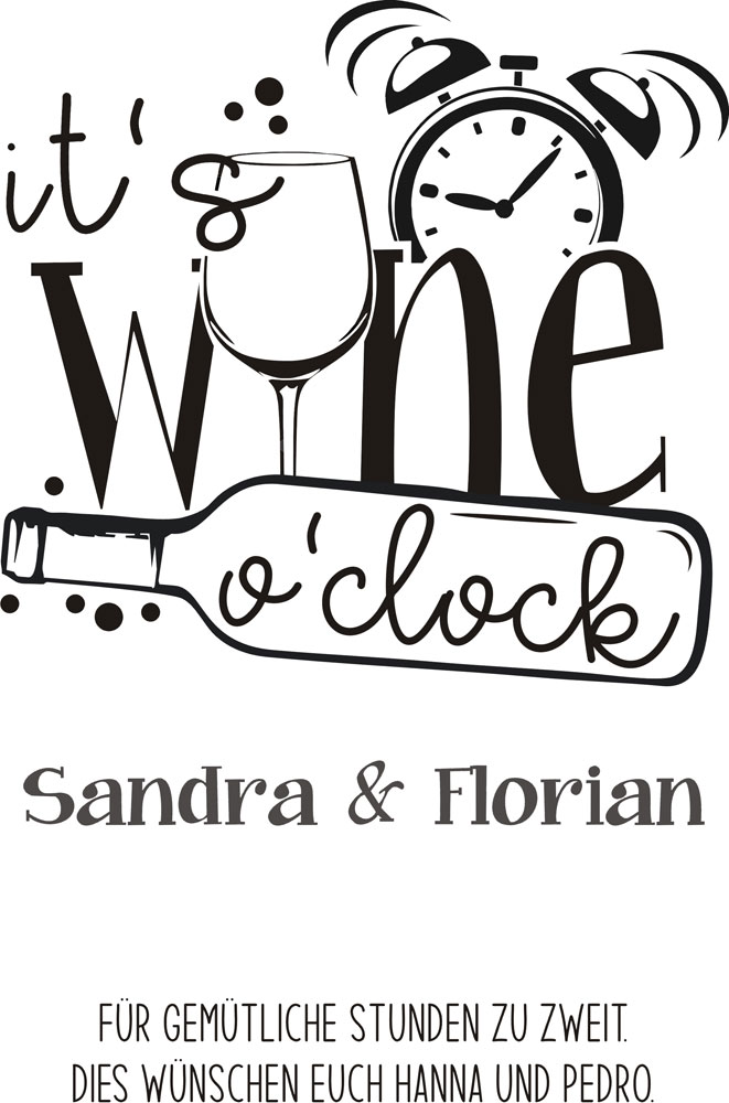 Persönliches Wein-Geschenk-Set "it's wine o'clock" individuell gestaltet 