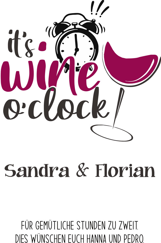 Wein-Geschenk-Set "it's wine o'clock" in individueller Holzbox 