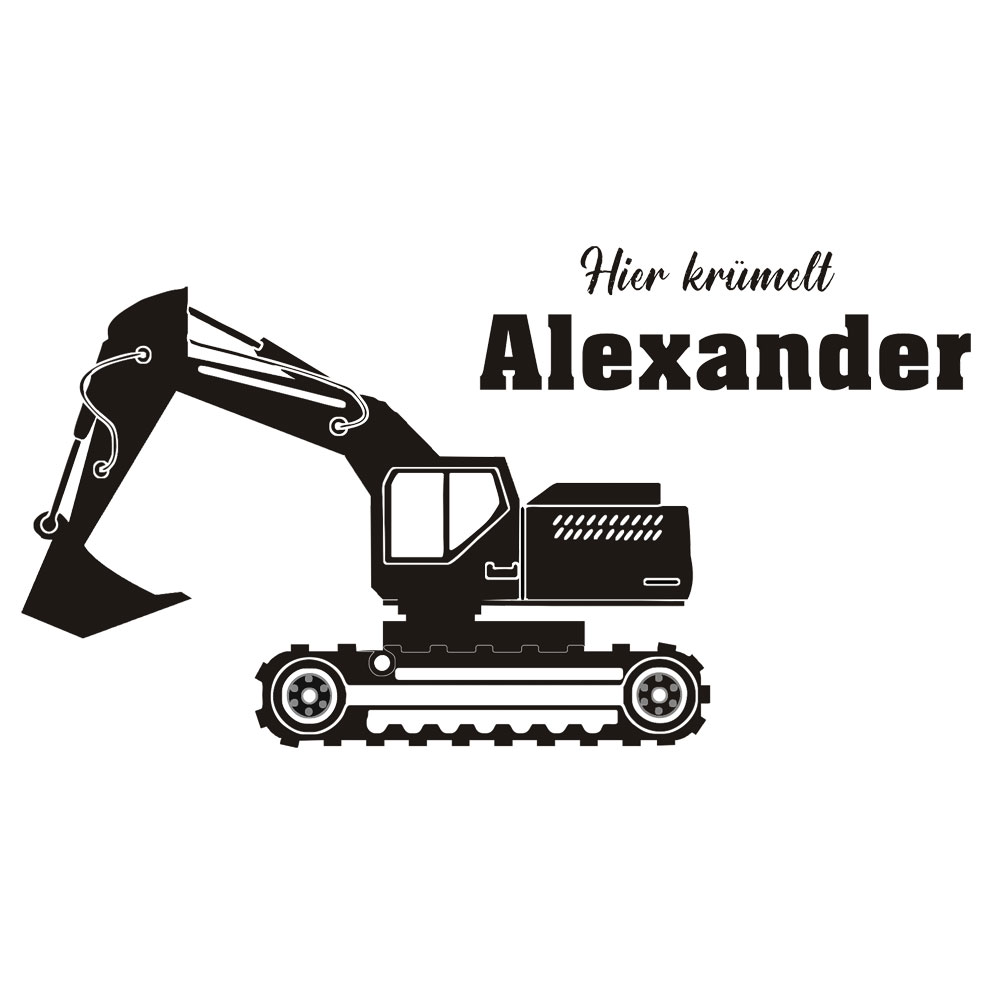 Lunchbox aus Edelstahl und Bambus mit Bagger und deinem Namen 