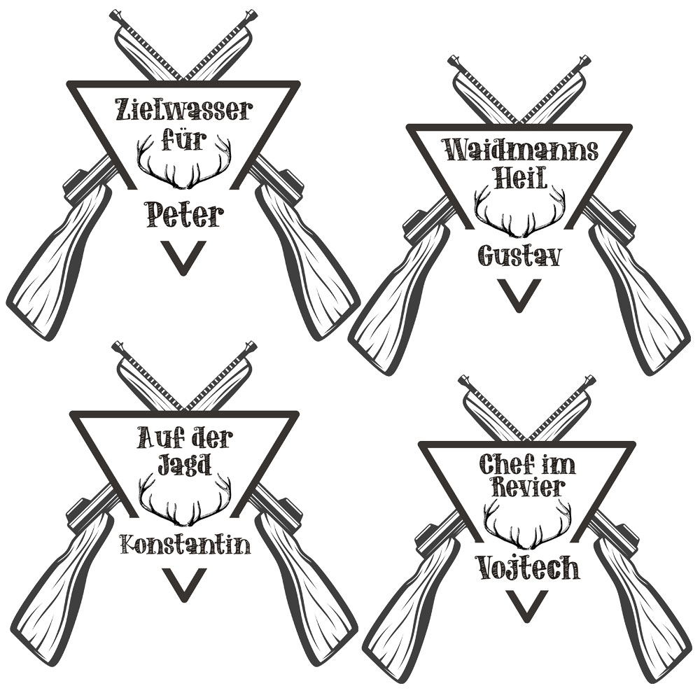 graviertes Whiskyglas für Jäger mit Name und Spruch 