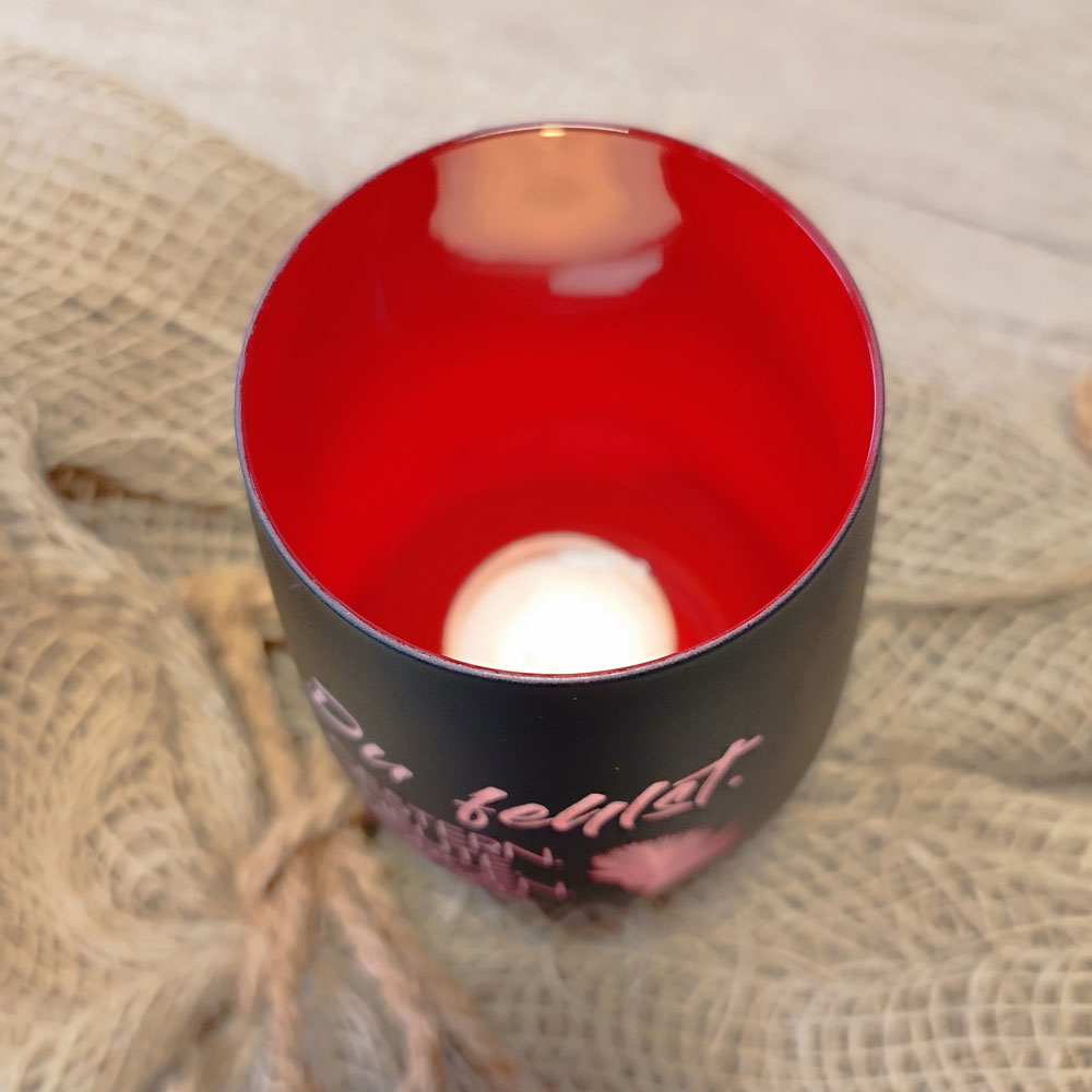 Personalisiertes Trauerlicht / Erinnerungslicht für einen geliebten Menschen Schwarz-Rot