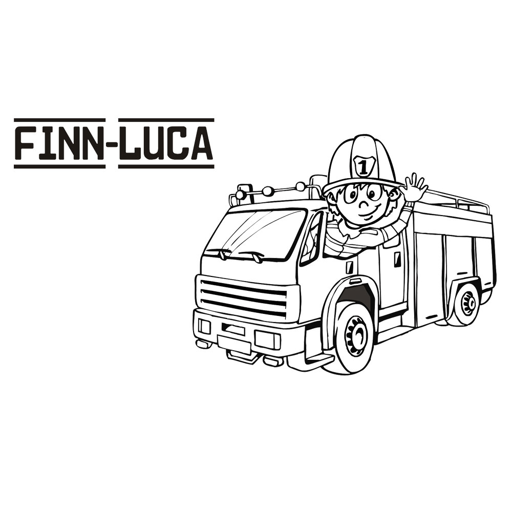 Personalisierte Brotdose mit Feuerwehrmotiv und Namen 