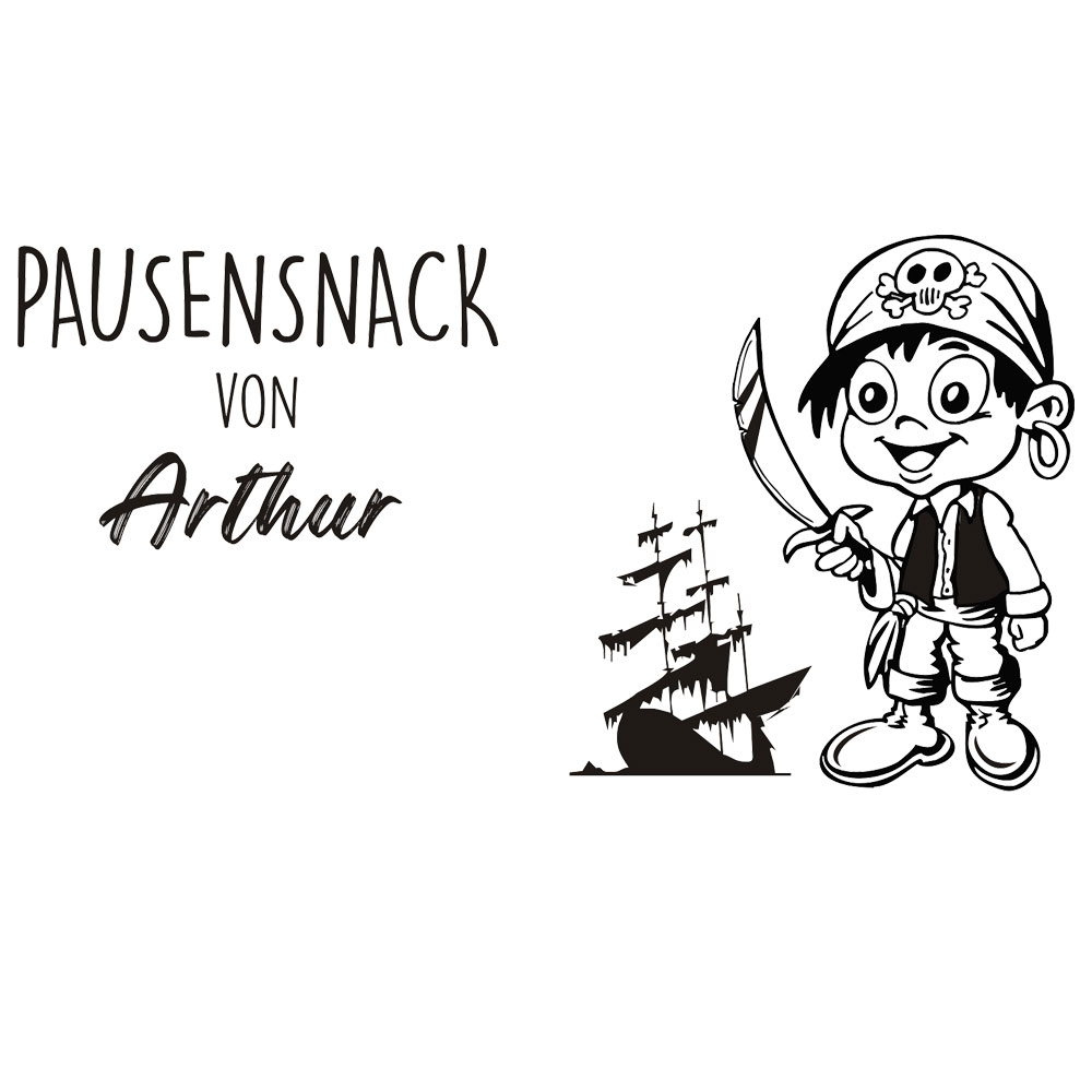 Lunchbox Edelstahl / Bambus Gravur Pirat und Name 