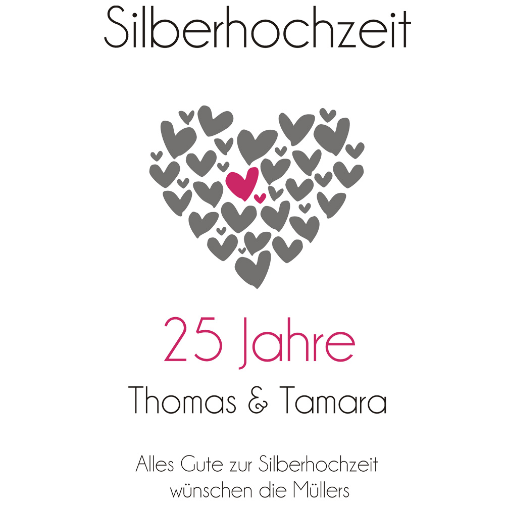 Weißweingläser in bedruckter Holzkiste zur Silberhochzeit 