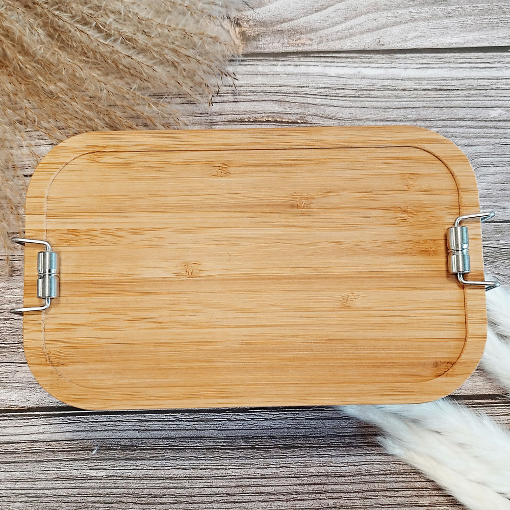 Lunchbox / Brotdose Edelstahl / Bambus mit Logo 